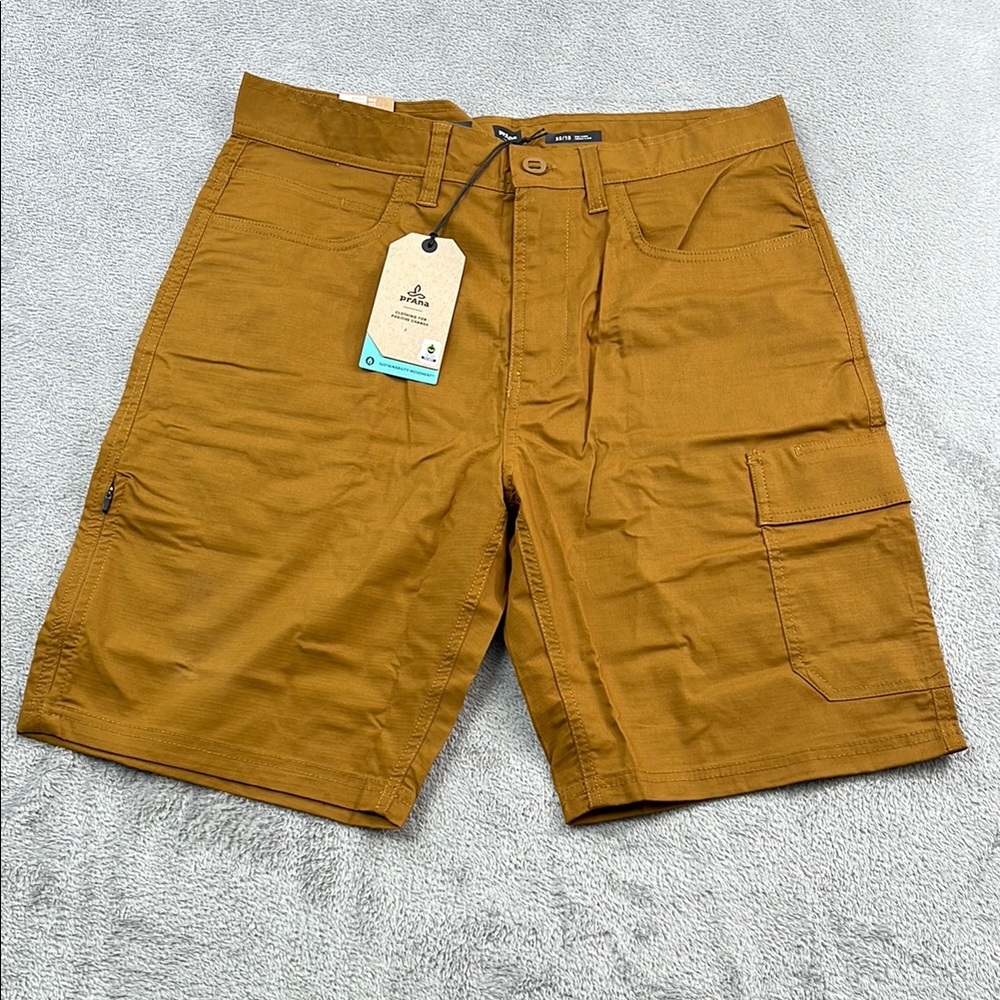 NEW Prana 32 Double Peak Short Men's Antique Bronze Standard Fit Cargo Shorts